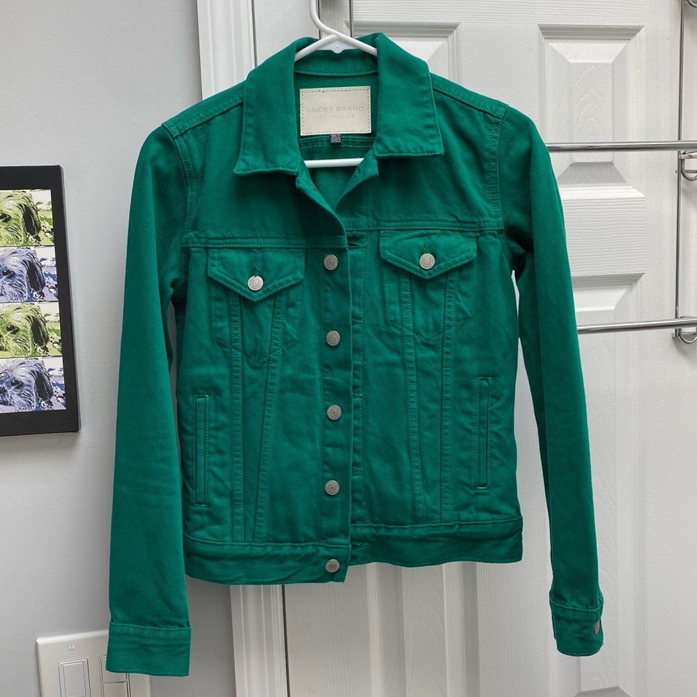 Green Lucky Brand Denim Jacket, Size XS.